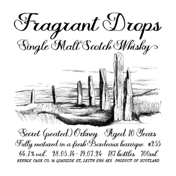Secret (Peated) Orkney 10 Year Old Single Malt Scotch Whisky, Fresh Bordeaux Barrique, Fragrant Drops - Image 2
