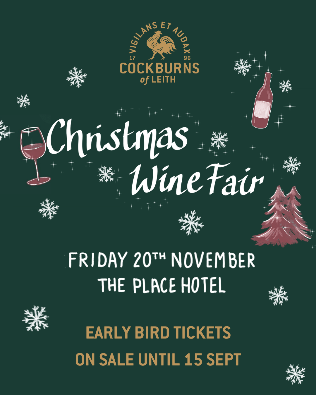 Christmas Wine Fair 2026 (Early Bird Tickets) hosted by Cockburns of Leith at The Place Hotel on George Street in central Edinburgh New Town
